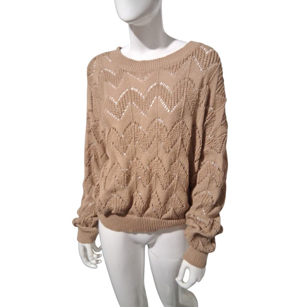 Cupshe Oversized Crochet Open knit Women's size Small Cable Knit Preppy Sweater